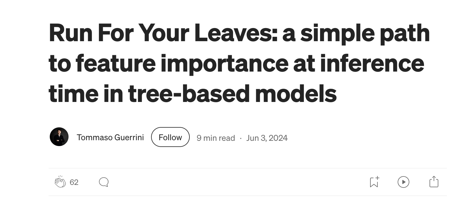 Medium article preview for LightGBM inference-time feature importance